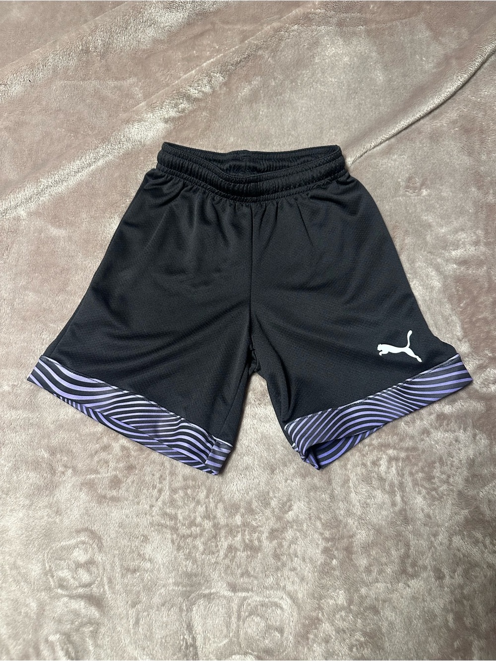 Puma Black Shorts with Purple Accent Hem